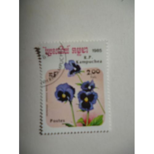 Timbre " Cambodge 1985:Viola Tricolor".