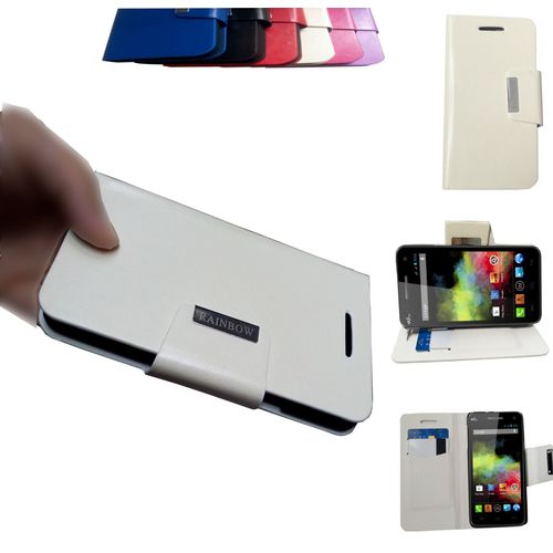 Etui Luxe Support Tv Porte Cartes Pour Wiko Rainbow Blanc By Foneconnect