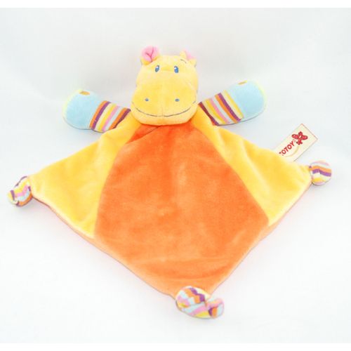Nicotoy Doudou Hippopotame Plat Losange Jaune Orange Bleu Vert