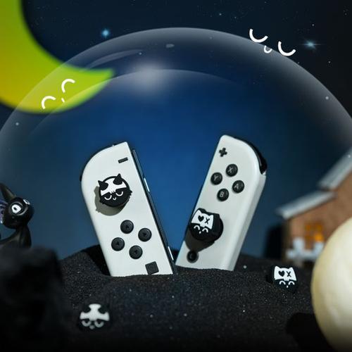 Autocollant De Clé Abxy En Silicone Souple Bouton Croisé D-Sub Anciers De Pouce Capuchon De Poignée Housse Pour Nintendo Switch Oled Étui En Peau Ns Joy-Con Chat