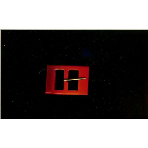 Ancienne Boucle De Ceinture Plastique Bombée 3.7cm X 6cm Rouge Vif