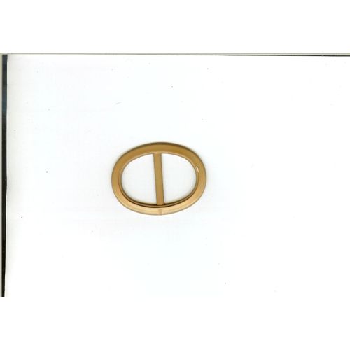 Ancienne Boucle De Ceinture  Ovale Plastique Beige Foncé 5.5 Cm X 4.5cm
