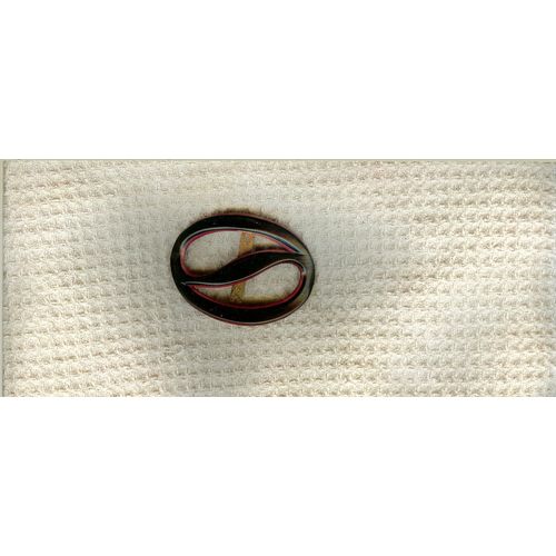 Ancienne Boucle De Ceinture Plastiquebombée Noire/Liseré Rouge 6cm X4.3cm
