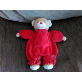 Doudou peluche pantin ours garçon gris écharpe rouge tenue bleue étoile  verte NICOTOY - DOUDOU STORE