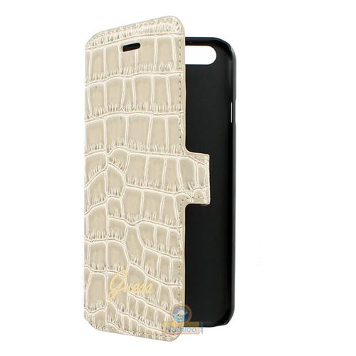 Etui Luxe Guess À Rabat Latéral Crocodile Beige Glossy Pour Iphone 6 4,7 Pouces