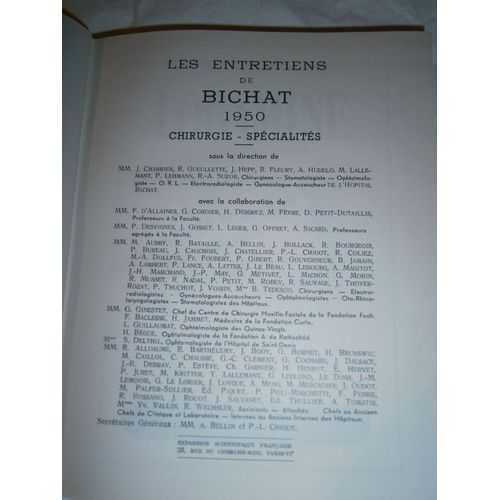 Les Entretiens De Bichat 1950