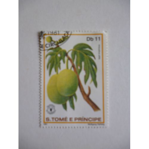 Timbre "Tome E Principe 1981 : Artocarbus Altilis (Fruit De L'arbre À Pain)".