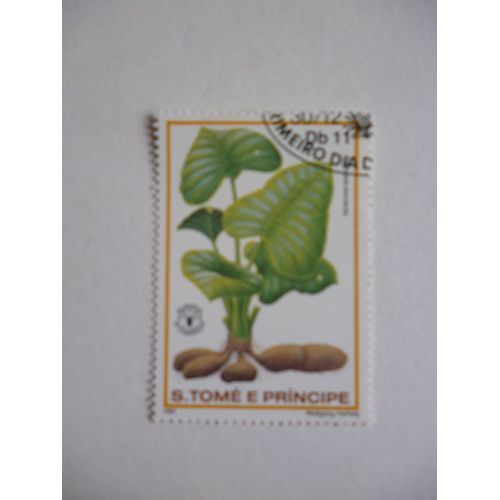 Timbre "Tome E Principe 1981 : Colpoasia Esculenta (Igname)".