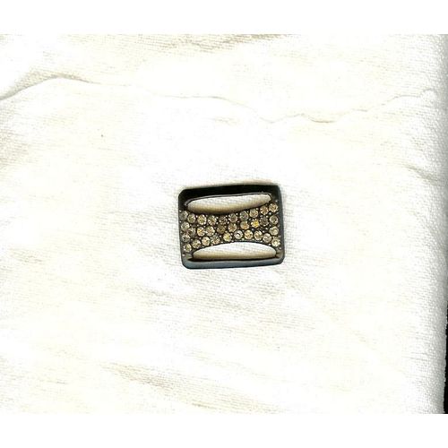 Ancienne Boucle De Ceinture Noire Avec Strass 2cm X 2.7cm