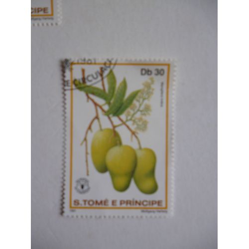 Timbre "Tome E Principe 1981 : Mangifera Indica (Mangue)".