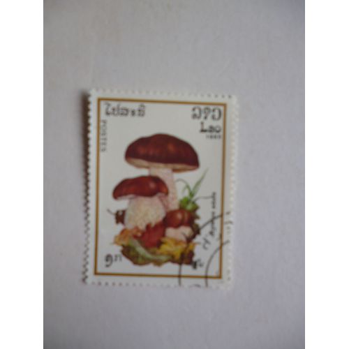 Timbre "Laos 1985 :Champignon : Boletus Edulis :Bolet Ou Cèpe".