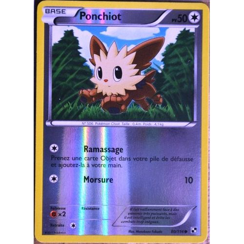 Carte Pokémon 80/114 Ponchiot 50 Pv - Reverse Noir & Blanc Neuf Fr