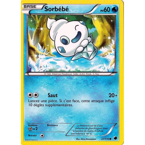 Carte Pokémon Sorbébé 60 Pv 27/116 Glaciation Plasma Neuf Fr