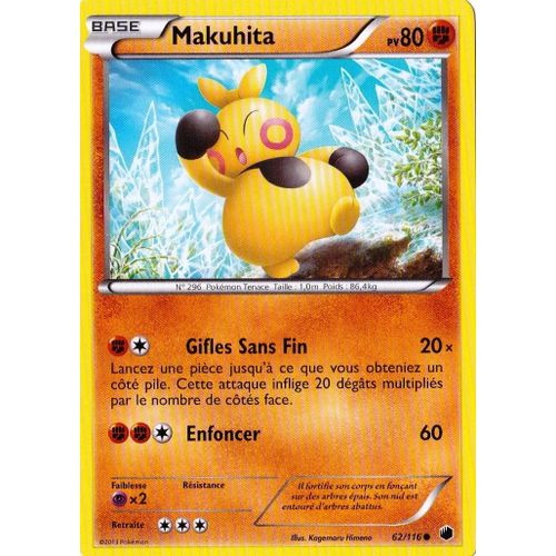 Carte Pokémon Makuhita 80 Pv 62/116 Glaciation Plasma Neuf Fr