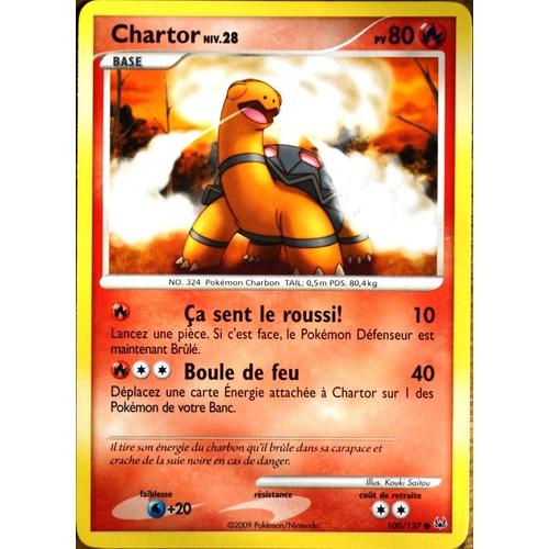 Carte Pokémon 100/127 Chartor Lv.28 80 Pv Platine Neuf Fr