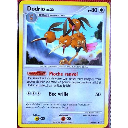 Carte Pokémon 25/147 Dodrio 80 Pv Platine Vs Neuf Fr