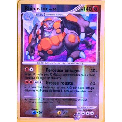 Carte Pokémon 10/147 Rhinastoc - Reverse 140 Pv Série Platine Vs Neuf Fr