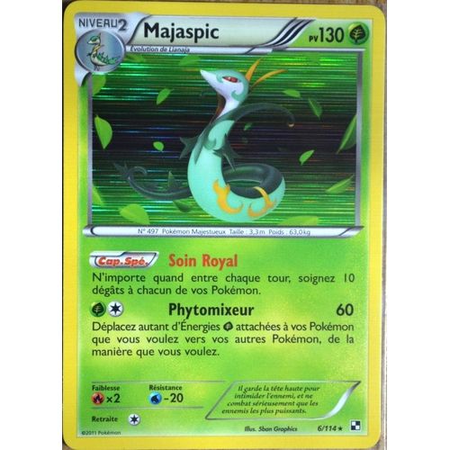 Carte Pokémon 6/114 Majaspic 130 Pv - Holo Série Noir & Blanc Neuf Fr