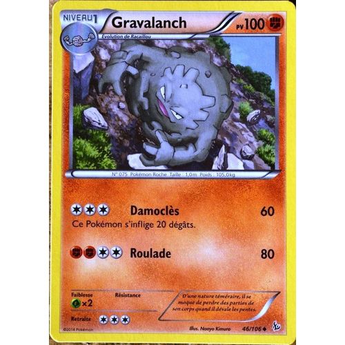 Carte Pokémon 46/106 Gravalanch 100 Pv Xy Étincelles Neuf Fr