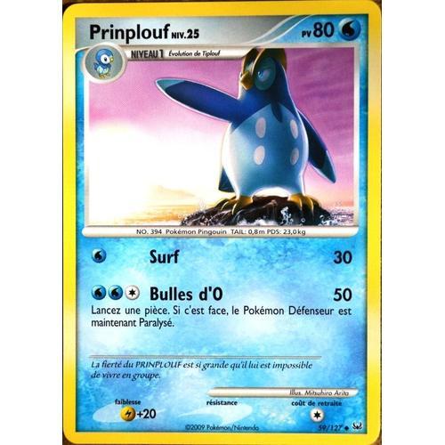Carte Pokémon 59/127 Prinplouf Lv.25 80 Pv Platine Neuf Fr