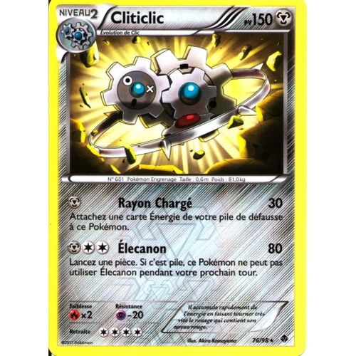 Carte Pokemon Bw - Pouvoirs Emergents - Cliticlic 150 Pv - 76/98 Rare - Reverse