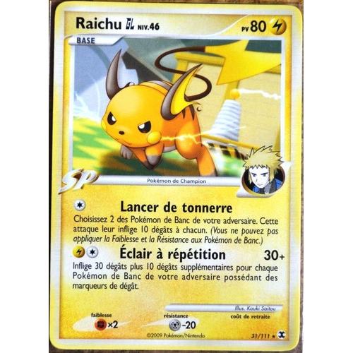 Carte Pokémon 31/111 Raichu Gym Leader 80 Pv Platine Rivaux Émergeants Neuf Fr