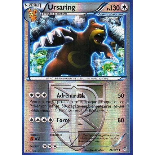 Carte Pokémon 076/101 Ursaring - Reverse 130 Pv Série Bw Explosion Plasma Neuf