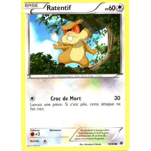 Carte Pokémon 78/98 Ratentif 60 Pv Pouvoirs Emergents Neuf Fr