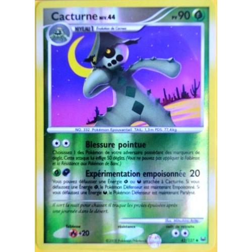 Carte Pokémon 42/127 Cacturne 90 Pv - Reverse Platine Neuf Fr