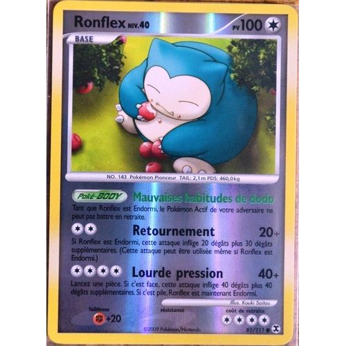 Carte Pokémon 81/111 Ronflex 100 Pv Platine Rivaux Émergeants Neuf Fr