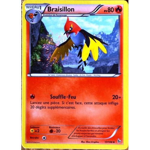 Carte Pokémon 17/106 Braisillon 80 Pv Xy Étincelles Neuf Fr