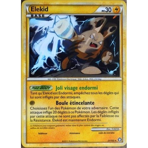 Carte Pokémon 21/102 Elekid 30 Pv Hs Triomphe Neuf Fr