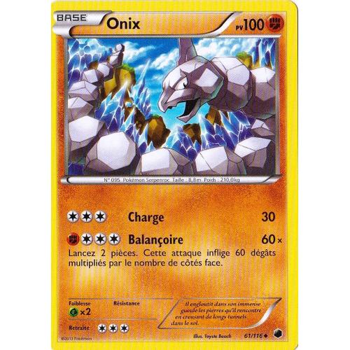 Carte Pokémon Onix 100 Pv 61/116 Glaciation Plasma Neuf Fr