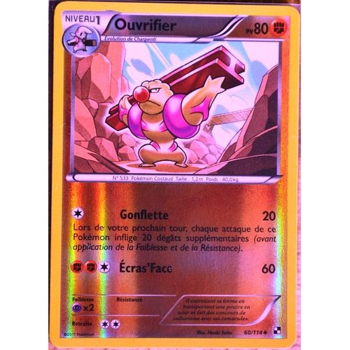 Carte Pokémon 60/114 Ouvrifier 80 Pv - Reverse Noir & Blanc Neuf Fr
