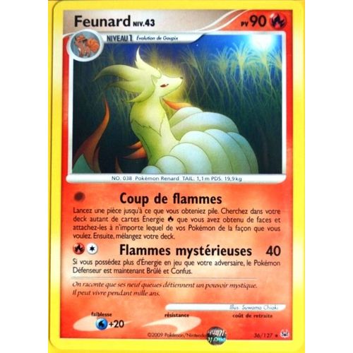 Carte Pokémon 36/127 Feunard 90 Pv Série Platine  Neuf Fr