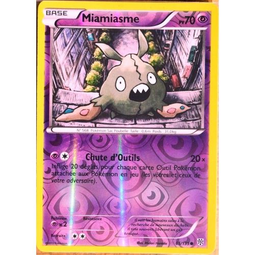 Carte Pokémon 65/135 Miamiasme 70 Pv Reverse Série Tempête Plasma Neuf Fr