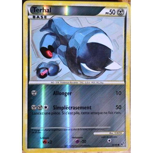Carte Pokémon 43/90 Terhal 50 Pv - Reverse Hs Indomptable Neuf Fr