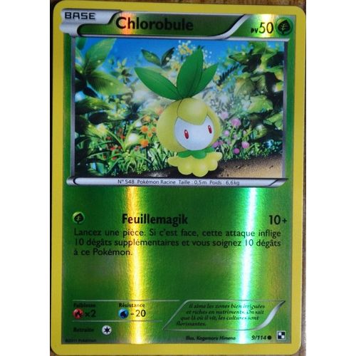 Carte Pokémon 9/114 Chlorobule 50 Pv - Reverse Noir & Blanc Neuf Fr