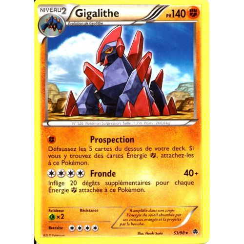 Carte Pokémon 53/98 Gigalithe 140 Pv Pouvoirs Emergents Neuf Fr