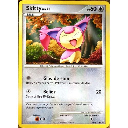 Carte Pokémon 93/127 Skitty Lv.20 60 Pv Platine Neuf Fr
