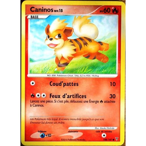 Carte Pokémon 108/147 Caninos Lv.15 60 Pv Platine Vs Neuf Fr