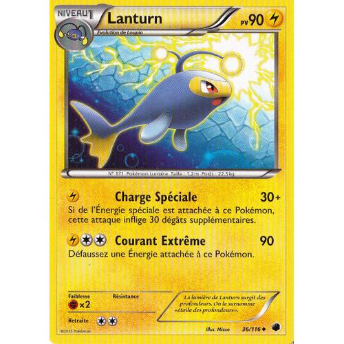 Carte Pokémon Lanturn 90 Pv 36/116 Glaciation Plasma Neuf Fr