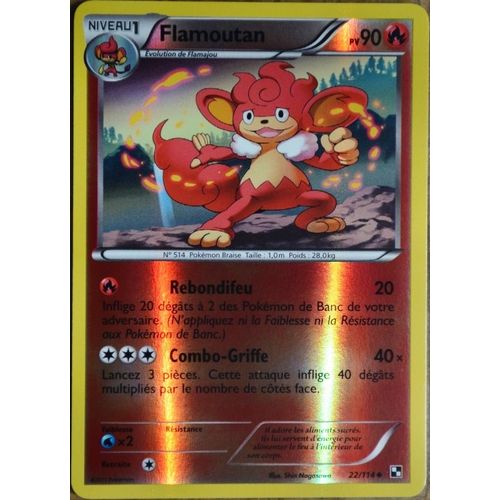 Carte Pokémon 22/114 Flamoutan 90 Pv - Reverse Noir & Blanc Neuf Fr