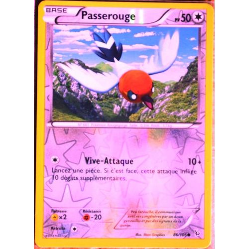 Carte Pokémon 86/106 Passerouge 50 Pv - Reverse Xy Étincelles Neuf Fr