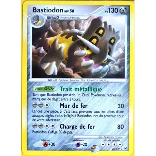 Carte Pokémon 20/127 Bastiodon 130 Pv Série Platine  Neuf Fr