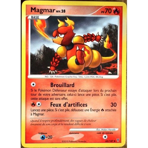 Carte Pokémon 65/147 Magmar 70 Pv Série Platine Vs Neuf Fr