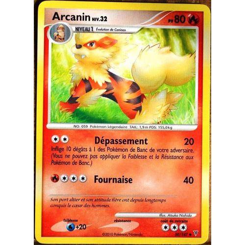 Carte Pokémon 50/147 Arcanin Lv.32 80 Pv Platine Vs Neuf Fr