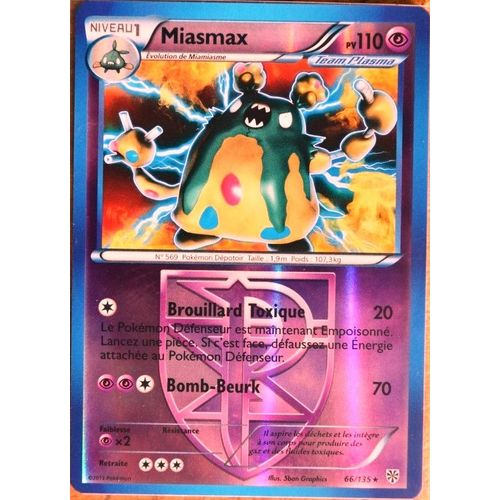 Carte Pokémon 66/135 Miasmax 110 Pv Reverse Super Rare Tempête Plasma Neuf Fr