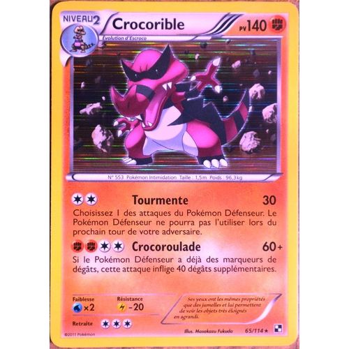 Carte Pokémon 65/114 Crocorible 140 Pv - Holo Noir & Blanc Neuf Fr