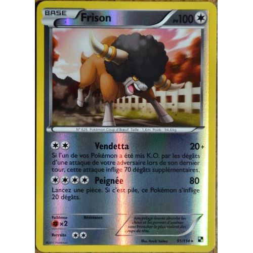 Carte Pokémon 91/114 Frison 100 Pv - Reverse Noir & Blanc Neuf Fr